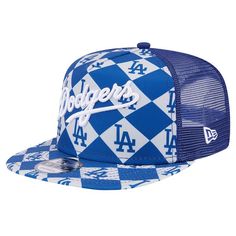 the los angeles dodgers snapback hat is shown in blue and white checkerboard