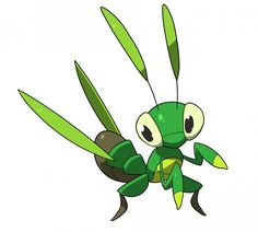 a green insect with big eyes and long legs, standing on its hind legs in the air