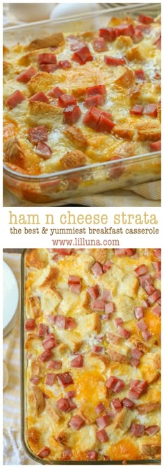 an image of ham and cheese breakfast casserole