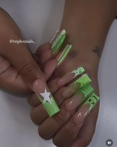 Lime Green French Tip, Nail Sets Acrylic, Green Birthday Nails, French Tip Duck Nails, Straight Nails, Green French Tip, Green Acrylic Nails, Green French, Acrylic Toe Nails