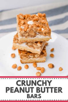 crunchy peanut butter bars stacked on top of each other