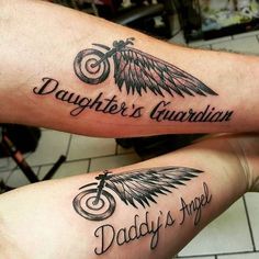 two people with matching tattoos on their arms