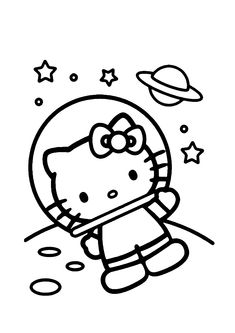 hello kitty in space coloring page