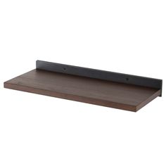 a wooden shelf with metal brackets on it