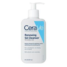 CeraVe Renewing SA Facial Cleanser 8 oz - Dermstore Cerave Cleanser, Salicylic Acid Cleanser, Gentle Face Cleanser, Exfoliating Face Wash, Bumpy Skin, Exfoliating Cleanser, Exfoliate Face, Beauty Products Drugstore, Body Cleanser