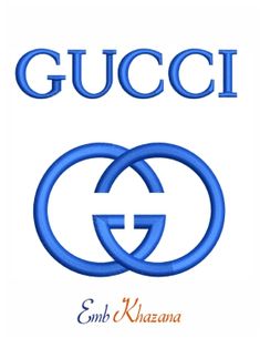 the gucci logo has two interlocked circles in blue and white, as well as an embellishment for each letter