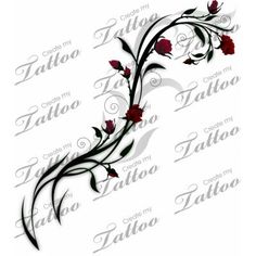 the tattoo app is open and showing an image of red roses on white paper with black lettering