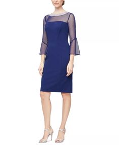 Alex Evenings - Embellished Illusion Sheath Dress Embellished Cocktail Dress, Alex Evenings, Dress Zipper, Casual Coat, Trendy Plus Size, Dress Accessories, Sheath Dress, Dress Collection, Denim Dress