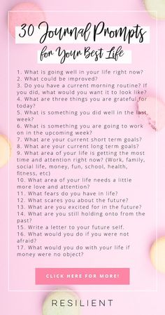 a pink background with the words 30 journal phone tips for your best life on it