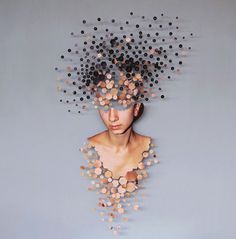 a woman's head is surrounded by circles