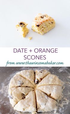 an orange scones is cut in half and placed on top of a cookie sheet