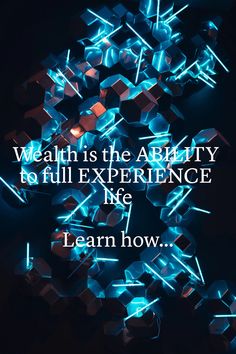 an abstract photo with the words, wealth is the ability to fulfill experience in life