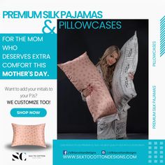 Celebrate Mom's special day with the gift of luxury and comfort! 🌸 Treat her to the ultimate relaxation experience with our Silk Pillowcases and Pajamas. Enjoy special Mother's Day discounts and make her feel pampered like never before. Hurry, shop now and give the gift of indulgence this Mother's Day! 🎁💕 Silk Sleepwear, Celebrate Mom