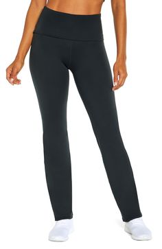 PRICES MAY VARY. High-rise yoga pant with 4" waistband for full coverage, tummy control, and slimming compression. Cut from our moisture-wicking Contender Lux fabric, with a soft-brushed finish and optimal stretch and recovery. Extra wide foldover waistband. Boot-cut silhouette with a slight flare that flatters every body type. Full length with a 32" inseam Cheap Tight Bottoms For Pilates, Balance Collection Leggings, High Rise Yoga Pants, Active Leggings, Look Stylish, Strike A Pose, Pair Of Pants, Ankle Pants, Outfits With Leggings