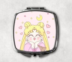 a compact mirror with a cartoon character on it