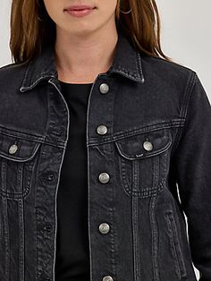 For over 75 years, the Lee® Rider Jacket has been making a name for itself with its iconic look, and sturdy feel. It still draws from the OG Riders with vintage-inspired buttons, a pointed yoke, and side welt pockets along with a regular, easy fit. Rider Jacket, Riders Jacket, Lady Riders, Women's Jackets, Feel It, Welt Pockets, Welt Pocket, Outerwear Jackets, Vintage Inspired