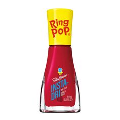 PRICES MAY VARY. Your favorite brand of candy comes in a form of nail polish! What a a treat! Sally Hansen Insta- Dri x Ring Pop is an exclusive nail polish collection that nods to your childhood. Featuring the iconic Ring Pop colors, these bold-yet-timeless looks will get you feeling nostalgic. Choose from 10 NEW 90's retro looks to achieve a perfect mani! Cherry Jelly, Movie Ideas, Feeling Nostalgic, X Ring, Retro Looks, Ring Pop, Sarcasm Quotes, Red Nail Polish, Red Nail