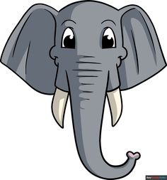 an elephant's head with large ears and tusks is shown in this cartoon