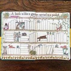 a book is like a garden carried in a pocket with cats and dogs on it