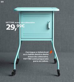 a small blue table on wheels with the price tag for $ 4 999 95