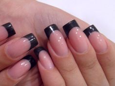 Black French Tip Nail Ideas, Black French Tip Nails Square, Black And White French Tip, Black French Nail, Black French Tip Nail, Nail Ideas Black, French Nail Art Designs, French Noir, Tip Nail Ideas