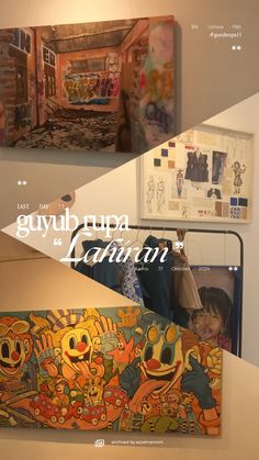 an image of some art on display in a museum or office building with the caption guyupa and american