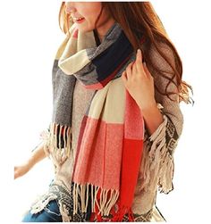 PRICES MAY VARY. About Material: The womens scarf is made of Cashmere-like Acrylic, the good yarn and cotton processing. Winter scarf is soft and close to the skin,not fade, no pilling, giving you lasting warmth and softness. Dimensions for Most Women: 79L*23W Inches (tassel 4"), oversized plaid scarf for most women, girls. Shawl and wraps freely around any outfit and it will keep you warm all day long. About Design: Winter scarfs for women has multicolor plaid modeling, more fashionable. It is Woolen Scarf, Cashmere Winter Scarf, Plaid Shawl, Tartan Scarf, Scarf Women Fashion, Scarf Material, Large Scarf, Women Shawl, Pashmina Scarf