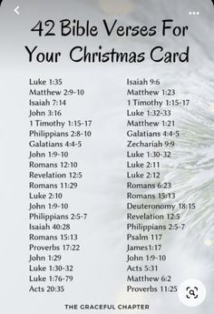 a christmas card with the words 42 bible verses for your christmas card on it