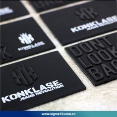 six black business cards with the words kohlase and don't look back on them