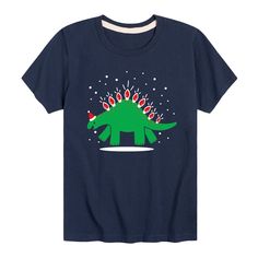 Add cool style to his wardrobe with this Boys 8-20 Dinosaur Christmas Lights Tee. Add cool style to his wardrobe with this Boys 8-20 Dinosaur Christmas Lights Tee.  Crewneck Short sleevesFABRIC & CARE Solid colors: cotton - Heather colors: cotton/polyester Machine wash Imported Size: Small. Color: Navy. Gender: male. Age Group: kids. Pattern: Graphic. Dinosaur Tshirt, Graphic Material, Boys Graphic Tee, Kids Pattern, Dinosaur Christmas, Christmas Tees, Pattern Graphic, Boys Shirts, Boys T Shirts