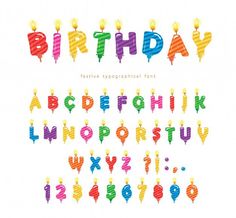 birthday font and numbers with candles