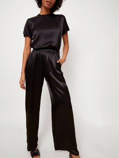 NATION LTD Riviera Straight Leg Pull On Pant Nation Ltd, Satin Pants, Fashion Wishlist, Pull On Pants, Contemporary Fashion, Straight Leg Pants, Bottoms Pants, Black Pants, Pant Jumpsuit