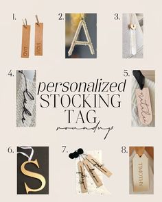 an advertisement for personalized stocking tags with the words,'personalized stickers and