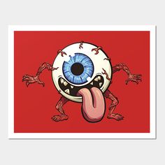 an eyeball and tongue sticking out from the mouth