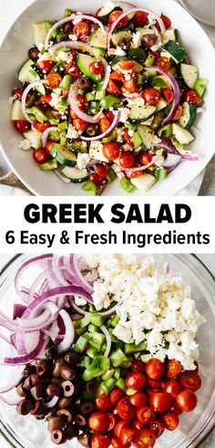 greek salad with onions, tomatoes, cucumbers and olives