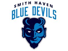 the blue devil's logo is shown on a white background with text that reads, smith haven blue devils