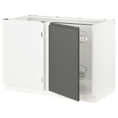 a white cabinet with two doors and one door open