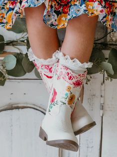 Cowgirl Boots - Bright Zinnias - SweetHoney Clothing Kids Cowgirl Boots, Cowgirl Boots For Kids, Sweethoney Clothing, Womens Activewear Tops, Leotard Tops, Swimming Swimsuit, Swimming Outfit, Toddler Boy Outfits, Tennis Dress