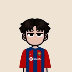 a drawing of a soccer player wearing a red and blue shirt with the word sporty on it