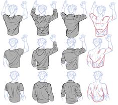 an image of various poses and gestures drawn in pencil