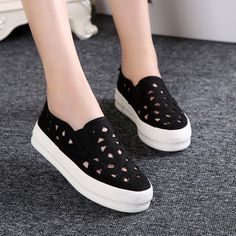 - Fun cut out slip-on sneakers - Made from canvas - Rubber Sole - Available in 2 colors Bride Shoes Wedges, Black Slip On Sneakers, Slipon Sneakers, Sneakers Fashion Outfits, Stunning Shoes, Best Sneakers, Sneakers Outfit