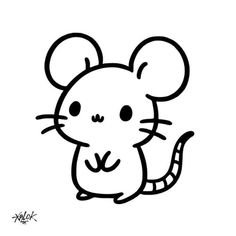 a black and white drawing of a mouse