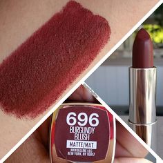 Maybelline Matte in Burgundy Blush Mac Sin, Maybelline Matte Lipstick, Superstay Maybelline, Nails Burgundy, Mac Lipstick Swatches, Maybelline Superstay, Nails Matte