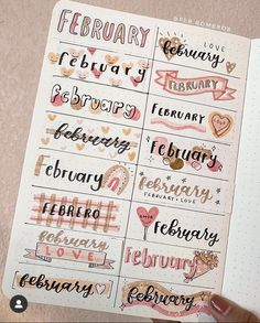 February Bujo, Monthly Bujo, Buku Diy, Bullet Journal Titles, February Bullet Journal, Penanda Buku