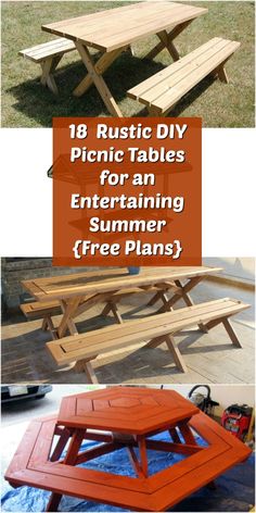 Diy Picnic, Diy Picnic Table, Advanced Woodworking Plans, Woodworking Bed, Wood Crafting Tools, Woodworking Project Plans, Picnic Tables, Woodworking For Kids, Woodworking Table