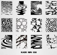 nine black and white designs on a white background with the words kads mini 205