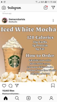 the instagram page for starbucks iced white mocha