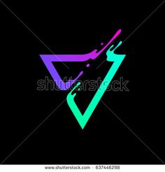 an abstract logo with the letter v in purple, green and blue colors on a black background