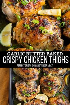 garlic butter baked chicken thighs Chicken Thigh Side Dishes, Recipes For Two People Dinners, Garlic Butter Baked Chicken, Garlic Butter Chicken Thighs, Butter Baked Chicken, Baked Garlic Chicken, Garlic Chicken Thighs, Chicken Thights Recipes, Crispy Baked Chicken Thighs