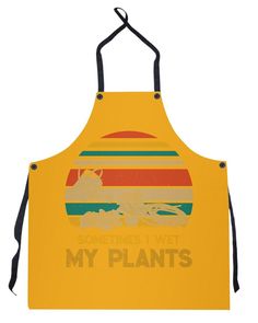 a yellow apron that says sometimes i wet my plants on the front and an image of a motorbike behind it